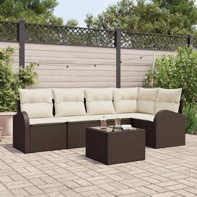 vidaXL Sofa Set mit Kissen Braun Polyester vidaXL Sofa Set mit Kissen Braun Polyester