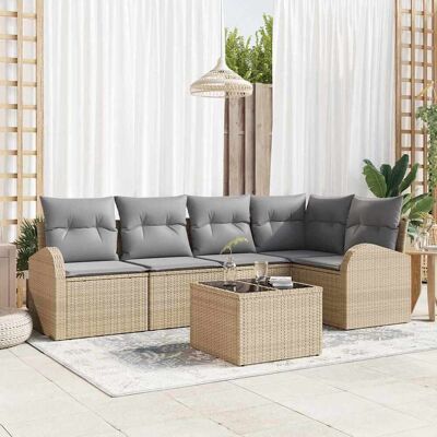 vidaXL Sofa Set mit Kissen 6 pcs Beige Polyester vidaXL Sofa Set mit Kissen 6 pcs Beige Polyester