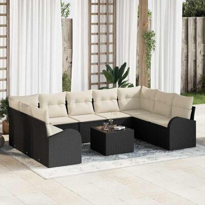 vidaXL Sofa Set mit Kissen 10 pcs Schwarz Poly Rattan vidaXL Sofa Set mit Kissen 10 pcs Schwarz Poly Rattan