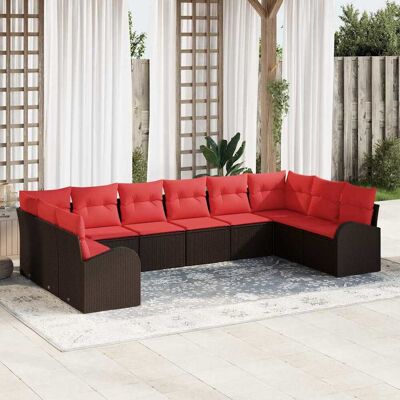 vidaXL Sofa Set mit Kissen 10 pcs Braun Poly Rattan vidaXL Sofa Set mit Kissen 10 pcs Braun Poly Rattan