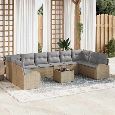 vidaXL Sofa Set mit Kissen 11 pcs Beige Polyrattan vidaXL Sofa Set mit Kissen 11 pcs Beige Polyrattan