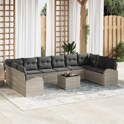 vidaXL Sofa Set mit Kissen 11 pcs Hellgrau Polyrattan vidaXL Sofa Set mit Kissen 11 pcs Hellgrau Polyrattan