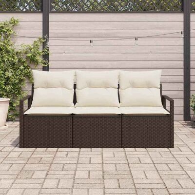 vidaXL Sofa Set mit Kissen 3 pcs Braun Poly Rattan vidaXL Sofa Set mit Kissen 3 pcs Braun Poly Rattan