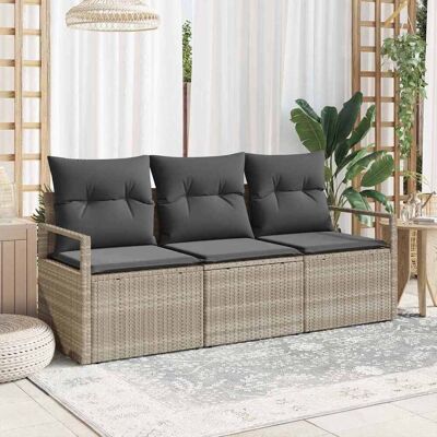 vidaXL Sofa Set 3 pcs Hellgrau Poly-Rattan vidaXL Sofa Set 3 pcs Hellgrau Poly-Rattan