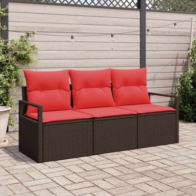 vidaXL Sofa Set mit Kissen 3 pcs Braun Poly Rattan vidaXL Sofa Set mit Kissen 3 pcs Braun Poly Rattan