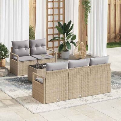 vidaXL Sofa Set mit Kissen 6 pcs Beige und Grau Poly Rattan vidaXL Sofa Set mit Kissen 6 pcs Beige und Grau Poly Rattan