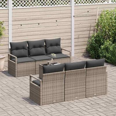 vidaXL Sofa Set mit Kissen 7 pcs Grau Poly Rattan vidaXL Sofa Set mit Kissen 7 pcs Grau Poly Rattan