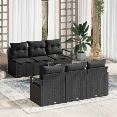 vidaXL Sofa Set mit Kissen 7 pcs Schwarz Poly Rattan vidaXL Sofa Set mit Kissen 7 pcs Schwarz Poly Rattan