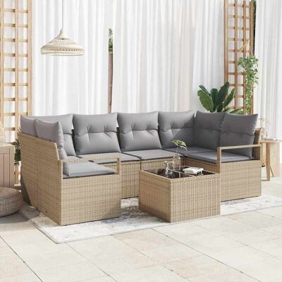 vidaXL Sofa Set mit Kissen 7 pcs Beige und Grau Poly Rattan vidaXL Sofa Set mit Kissen 7 pcs Beige und Grau Poly Rattan