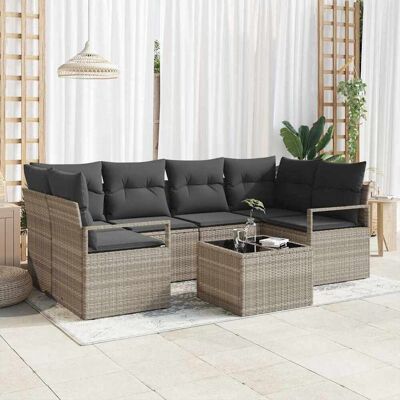 vidaXL Sofa Set 7 pcs Hellgrau und Dunkelgrau Poly-Rattan vidaXL Sofa Set 7 pcs Hellgrau und Dunkelgrau Poly-Rattan