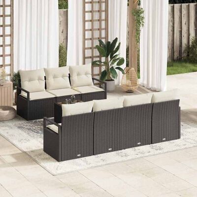 vidaXL Sofa Set mit Kissen 8 pcs Schwarz und Creme Poly Rattan vidaXL Sofa Set mit Kissen 8 pcs Schwarz und Creme Poly Rattan