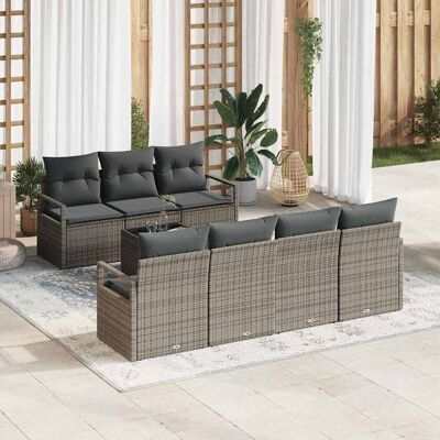 vidaXL Sofa Set mit Kissen 8 pcs Grau Poly Rattan vidaXL Sofa Set mit Kissen 8 pcs Grau Poly Rattan