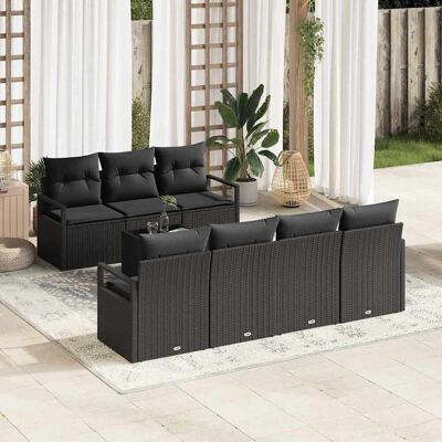vidaXL Sofa Set mit Kissen 8 pcs Schwarz Poly Rattan vidaXL Sofa Set mit Kissen 8 pcs Schwarz Poly Rattan