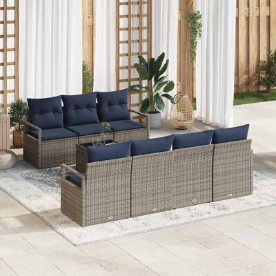 vidaXL Sofa Set mit Kissen 8 pcs Grau Poly Rattan vidaXL Sofa Set mit Kissen 8 pcs Grau Poly Rattan