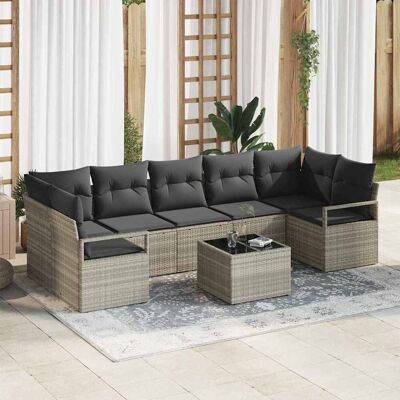 vidaXL Sofa Set mit Kissen 8 pcs Hellgrau und Dunkelgrau Poly Rattan vidaXL Sofa Set mit Kissen 8 pcs Hellgrau und Dunkelgrau Poly Rattan