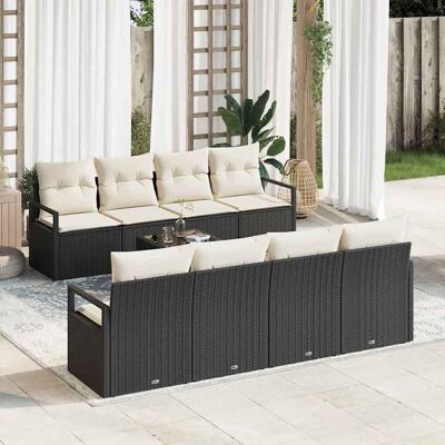 vidaXL Sofa Set mit Kissen 7 pcs Schwarz und Creme Poly Rattan vidaXL Sofa Set mit Kissen 7 pcs Schwarz und Creme Poly Rattan