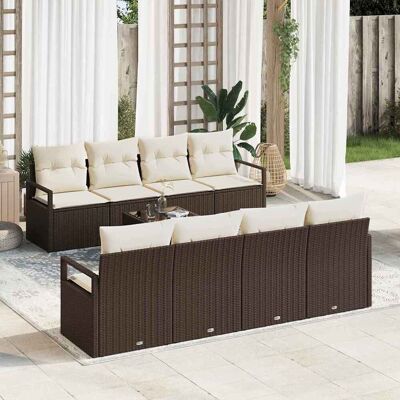 vidaXL Sofa Set mit Kissen 7 pcs Braun und Creme Poly Rattan vidaXL Sofa Set mit Kissen 7 pcs Braun und Creme Poly Rattan