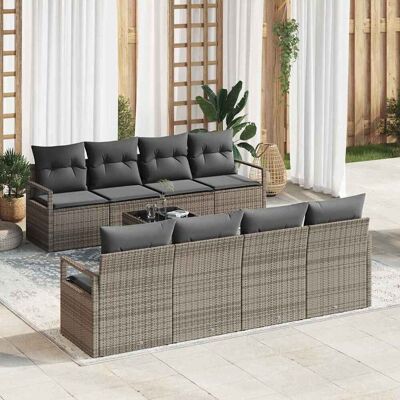 vidaXL Sofa Set mit Kissen 7 pcs Grau Poly Rattan vidaXL Sofa Set mit Kissen 7 pcs Grau Poly Rattan