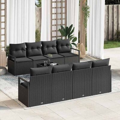 vidaXL Sofa Set mit Kissen 7 pcs Schwarz Poly Rattan vidaXL Sofa Set mit Kissen 7 pcs Schwarz Poly Rattan