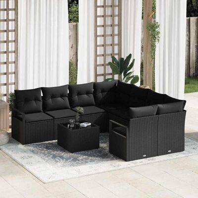 vidaXL Sofa Set mit Kissen 9 pcs Schwarz Poly Rattan vidaXL Sofa Set mit Kissen 9 pcs Schwarz Poly Rattan