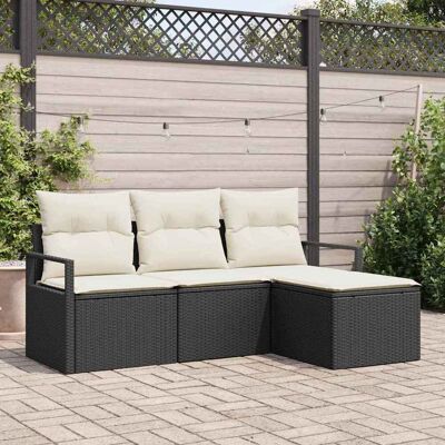 vidaXL Sofa Set mit Kissen 4 pcs Schwarz Poly Rattan vidaXL Sofa Set mit Kissen 4 pcs Schwarz Poly Rattan