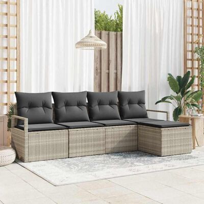 vidaXL Sofa Set mit Kissen 5 pcs Hellgrau Poly Rattan vidaXL Sofa Set mit Kissen 5 pcs Hellgrau Poly Rattan