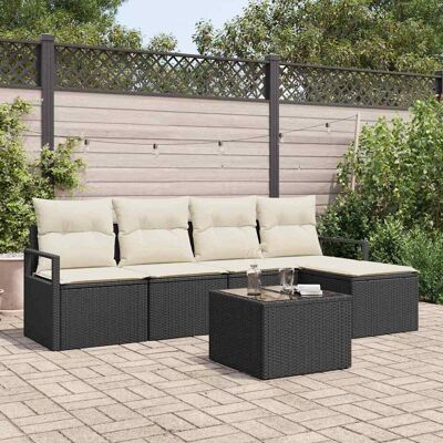 vidaXL Sofa Set mit Kissen 6 pcs Schwarz Poly Rattan vidaXL Sofa Set mit Kissen 6 pcs Schwarz Poly Rattan