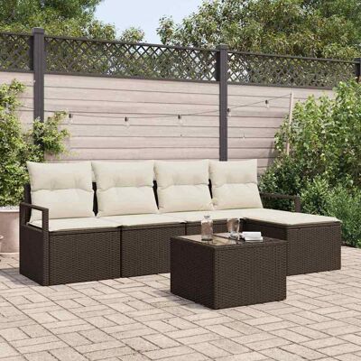vidaXL Sofa Set mit Kissen 6 pcs Braun Poly Rattan vidaXL Sofa Set mit Kissen 6 pcs Braun Poly Rattan