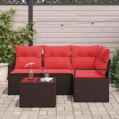 vidaXL Sofa Set mit Kissen 5 pcs Braun Poly Rattan vidaXL Sofa Set mit Kissen 5 pcs Braun Poly Rattan