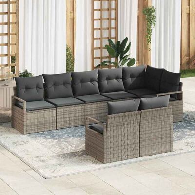 vidaXL Sofa Set mit Kissen 8 pcs Grau Poly Rattan vidaXL Sofa Set mit Kissen 8 pcs Grau Poly Rattan
