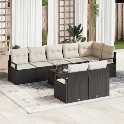 vidaXL Sofa Set mit Kissen 9 pcs Schwarz Poly Rattan vidaXL Sofa Set mit Kissen 9 pcs Schwarz Poly Rattan