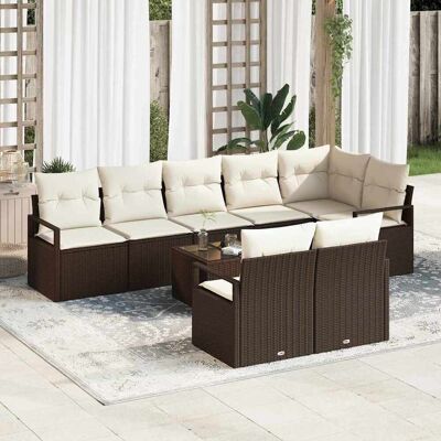 vidaXL Sofa Set 9 pcs Braun Poly-Rattan vidaXL Sofa Set 9 pcs Braun Poly-Rattan