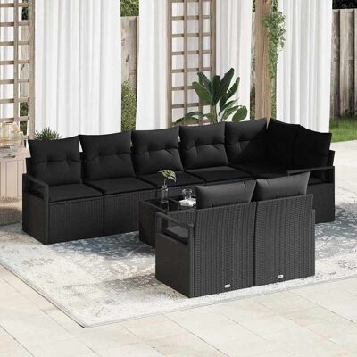 vidaXL Sofa Set mit Kissen 9 pcs Schwarz Poly Rattan vidaXL Sofa Set mit Kissen 9 pcs Schwarz Poly Rattan