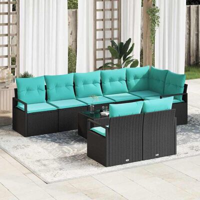 vidaXL Sofa Set mit Kissen 9 pcs Schwarz Poly Rattan vidaXL Sofa Set mit Kissen 9 pcs Schwarz Poly Rattan