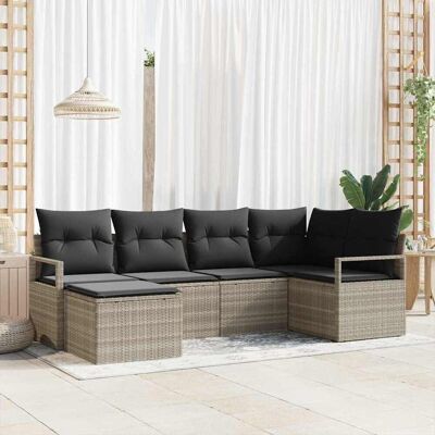 vidaXL Sofa Set 6 pcs Hellgrau Poly-Rattan vidaXL Sofa Set 6 pcs Hellgrau Poly-Rattan