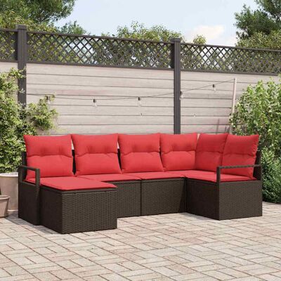 vidaXL Sofa Set mit Kissen 6 pcs Braun Poly Rattan vidaXL Sofa Set mit Kissen 6 pcs Braun Poly Rattan