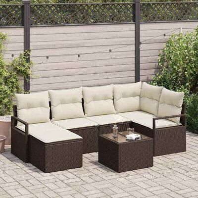 vidaXL Sofa Set 7 pcs Braun Poly-Rattan vidaXL Sofa Set 7 pcs Braun Poly-Rattan