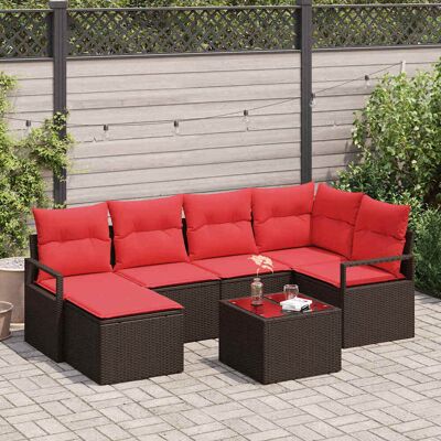 vidaXL Sofa Set 7 pcs Braun Poly-Rattan vidaXL Sofa Set 7 pcs Braun Poly-Rattan