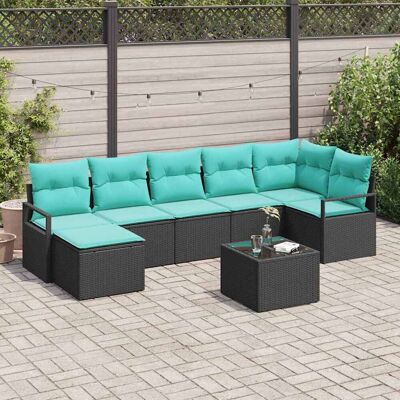 vidaXL Sofa Set mit Kissen 8 pcs Schwarz Poly Rattan vidaXL Sofa Set mit Kissen 8 pcs Schwarz Poly Rattan