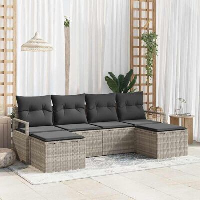 vidaXL Sofa Set 6 pcs Hellgrau Poly-Rattan vidaXL Sofa Set 6 pcs Hellgrau Poly-Rattan
