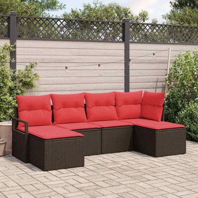 vidaXL Sofa Set mit Kissen 6 pcs Braun Poly Rattan vidaXL Sofa Set mit Kissen 6 pcs Braun Poly Rattan