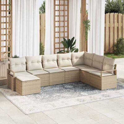 vidaXL Sofa Set mit Kissen 8 pcs Beige Poly Rattan vidaXL Sofa Set mit Kissen 8 pcs Beige Poly Rattan
