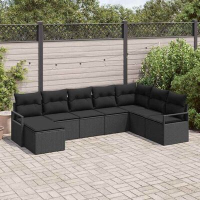 vidaXL Sofa Set mit Kissen 8 pcs Schwarz Poly Rattan vidaXL Sofa Set mit Kissen 8 pcs Schwarz Poly Rattan