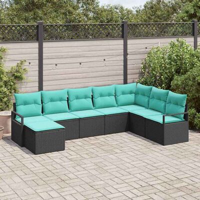 vidaXL Sofa Set mit Kissen 8 pcs Schwarz Poly Rattan vidaXL Sofa Set mit Kissen 8 pcs Schwarz Poly Rattan