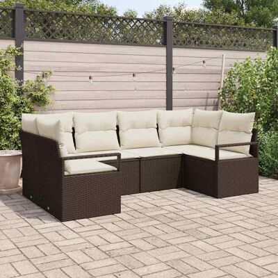 vidaXL Sofa Set mit Kissen 6 pcs Braun Poly Rattan vidaXL Sofa Set mit Kissen 6 pcs Braun Poly Rattan