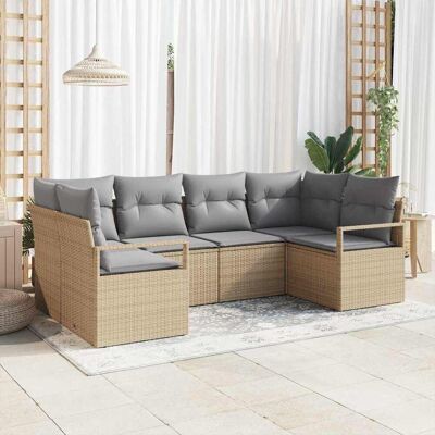 vidaXL Sofa Set mit Kissen 6 pcs Beige Poly Rattan vidaXL Sofa Set mit Kissen 6 pcs Beige Poly Rattan