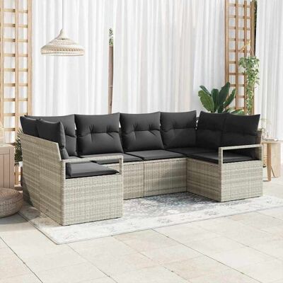 vidaXL Sofa Set mit Kissen 6 pcs Hellgrau Poly Rattan vidaXL Sofa Set mit Kissen 6 pcs Hellgrau Poly Rattan