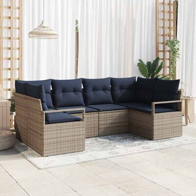 vidaXL Sofa Set mit Kissen 6 pcs Grau Poly Rattan vidaXL Sofa Set mit Kissen 6 pcs Grau Poly Rattan