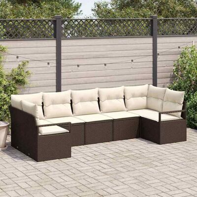 vidaXL Sofa Set mit Kissen 7 pcs Braun Poly Rattan vidaXL Sofa Set mit Kissen 7 pcs Braun Poly Rattan