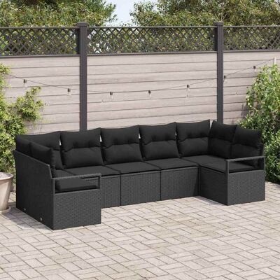 vidaXL Sofa Set mit Kissen 7 pcs Schwarz Poly Rattan vidaXL Sofa Set mit Kissen 7 pcs Schwarz Poly Rattan
